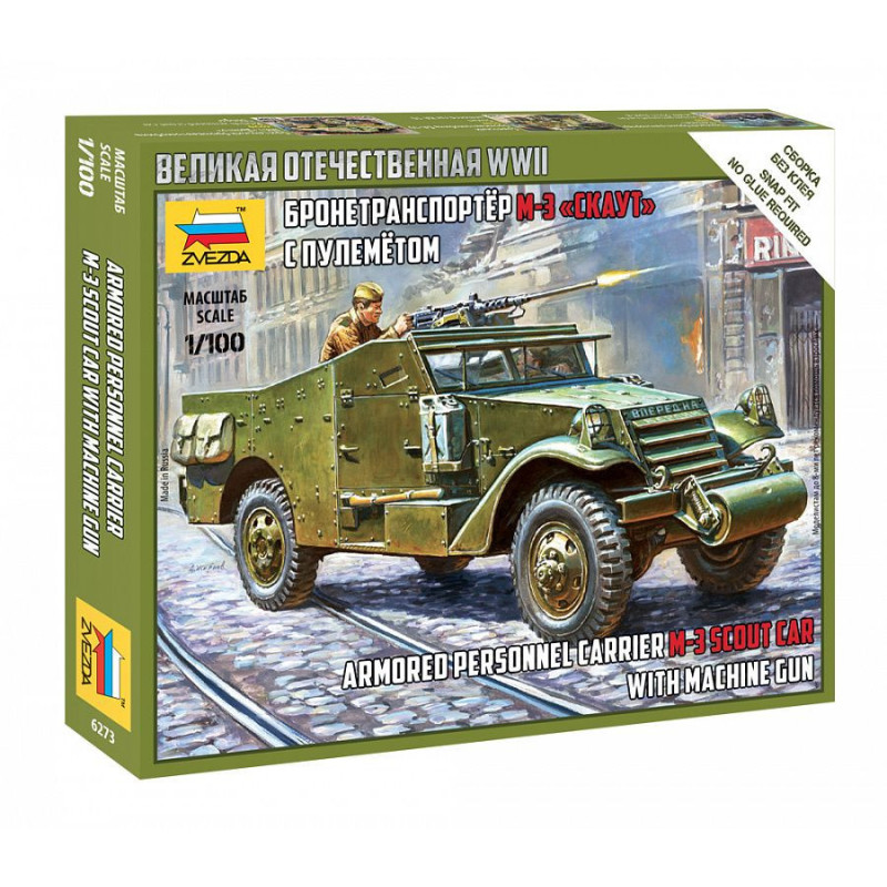 BLINDADO M-3 SCOUT CAR CON AMETRALLADORA -Escala 1/100 - ZVEZDA 6273