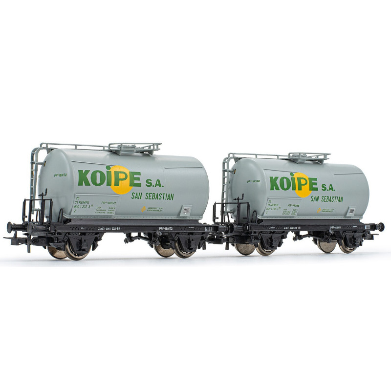 SET VAGONES CISTERNA 2 EJES (Gris) KOIPE" Ep. IV -Escala 1/87 - H0- Electrotren HE6029"