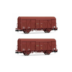 SET 2 VAGONES CERRADOS MADERA J2 (Marron) RENFE Ep. IV -Escala 1/160 - N- Arnold HN6520