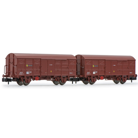 SET 2 VAGONES CERRADOS ORE (Marron) RENFE Ep. IV -Escala 1/160 - N- Arnold HN6523