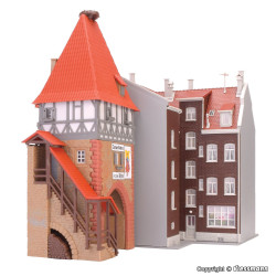 EDIFICIO HOTEL Y TORRE MEDIEVAL - ESCALA H0 - - (16.4 x 15.5 x 17.5 cms)(10.2 x 8.5 x 20.8 cms) - KIBRI 12507