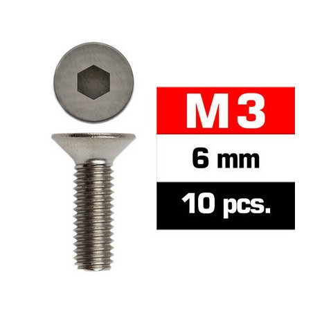 TORNILLO CABEZA AVELLANADA ALLEN (3 x 6 mm) 10 unidades