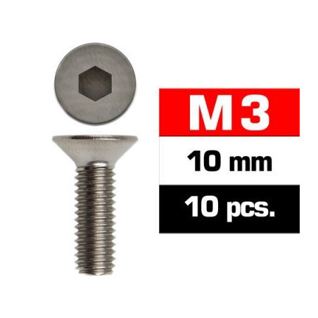 TORNILLO CABEZA AVELLANADA ALLEN (3 x 10 mm) 10 unidades